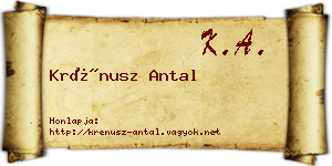 Krénusz Antal névjegykártya